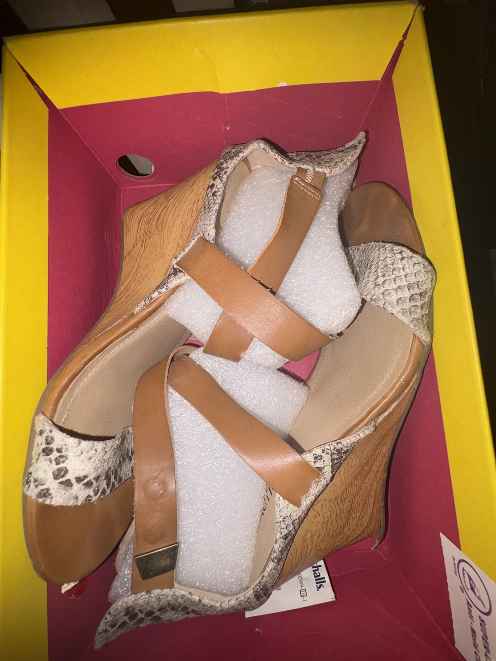 Women’s Tan Snake-Print Wedge Sandals